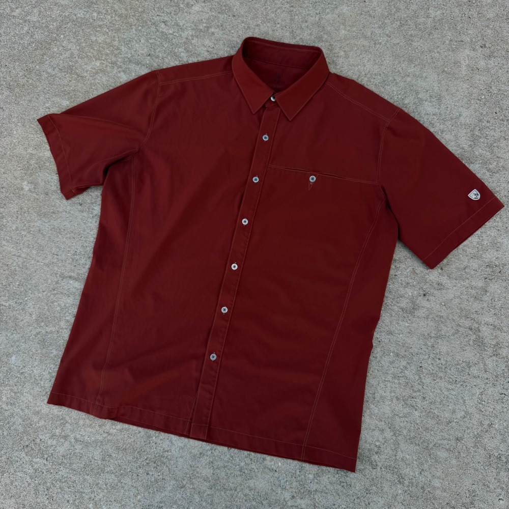 KUHL | Short Sleeve Button Down Gorpcore Rust Red Mens Large Performance